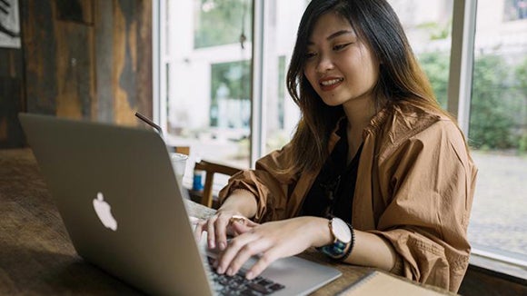 Young woman working remotely