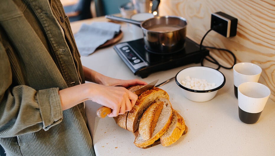 cutting bread