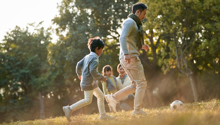 family playing ball